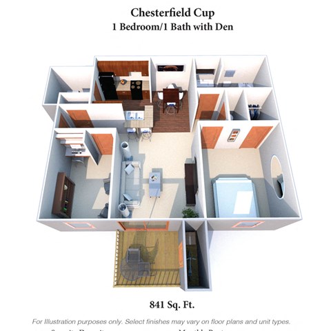 1 Bedroom Floor Plan at Steeplechase Apartments, Loveland, OH, 45140